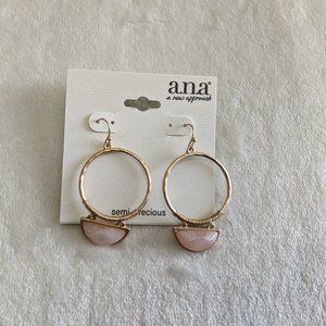 4/$15 ANA Gold Pink Rose Hoop Earrings
